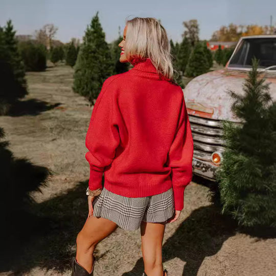 Damen Rollkragenpullover mit lustigem Weihnachtsmotiv EB
