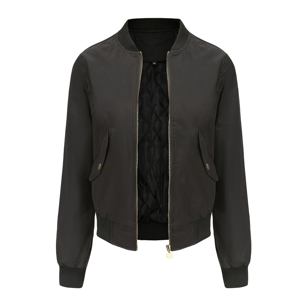 Damen modische Bomberjacke mit praktischen Seitentaschen und elastischen Bündchen EB