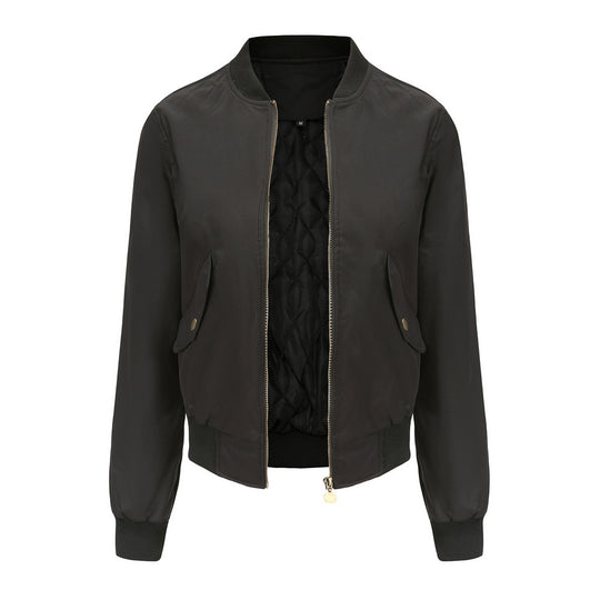Damen modische Bomberjacke mit praktischen Seitentaschen und elastischen Bündchen EB
