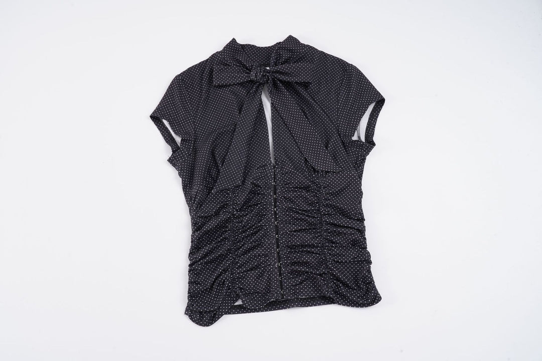 Damen Elegantes Rüschenshirt mit schickem Bindeband EB