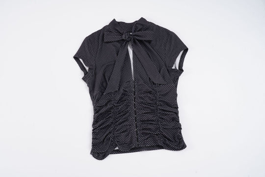 Damen Elegantes Rüschenshirt mit schickem Bindeband EB