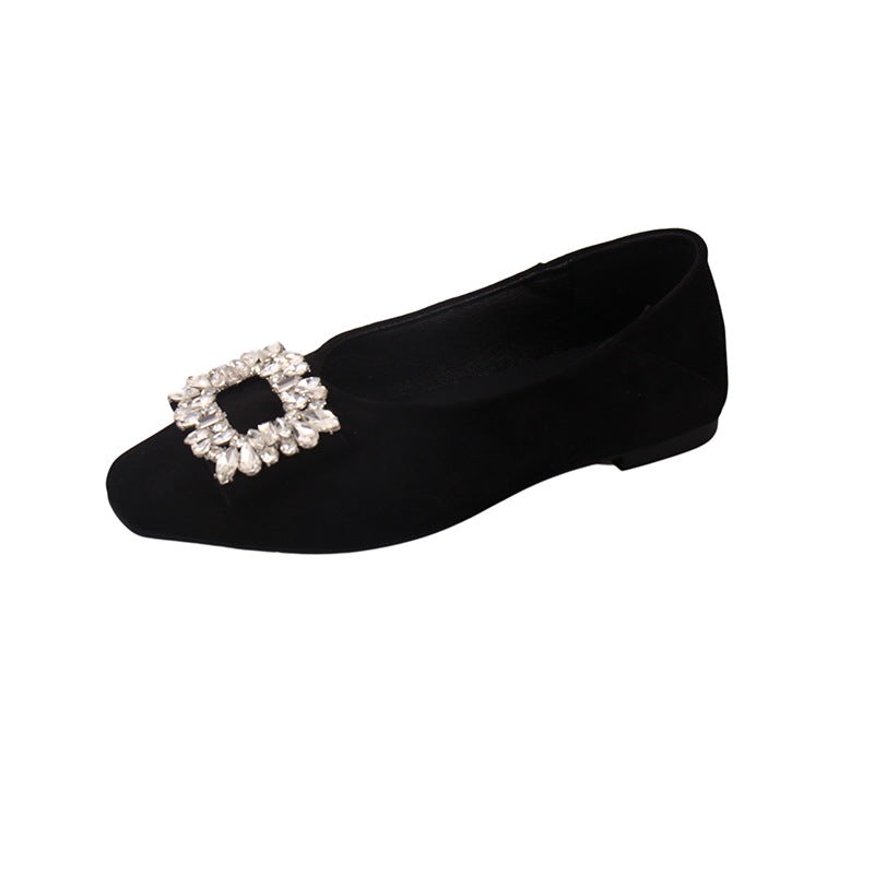 Damen Ballerinas mit luxuriösem Strassbesatz und elegantem Samtoberteil EB