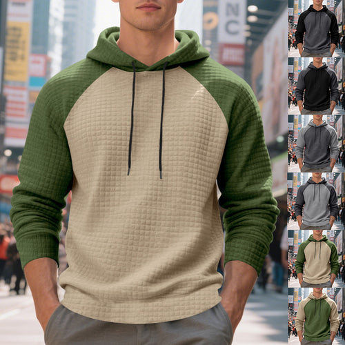 Herren nan gesteppter Kapuzenpullover mit Raglanärmeln und Kordelzug EB