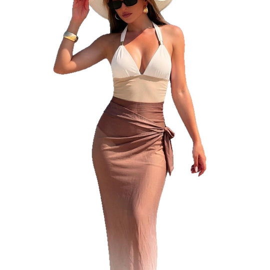 Damen Exklusiver Strand-Midi-Rock mit bindbarem Detail EB