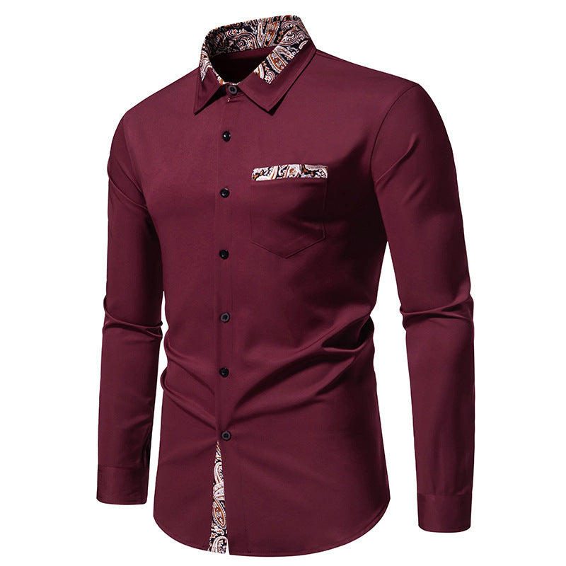 Herren Langarmhemd mit eleganten Paisley-Mustern EB