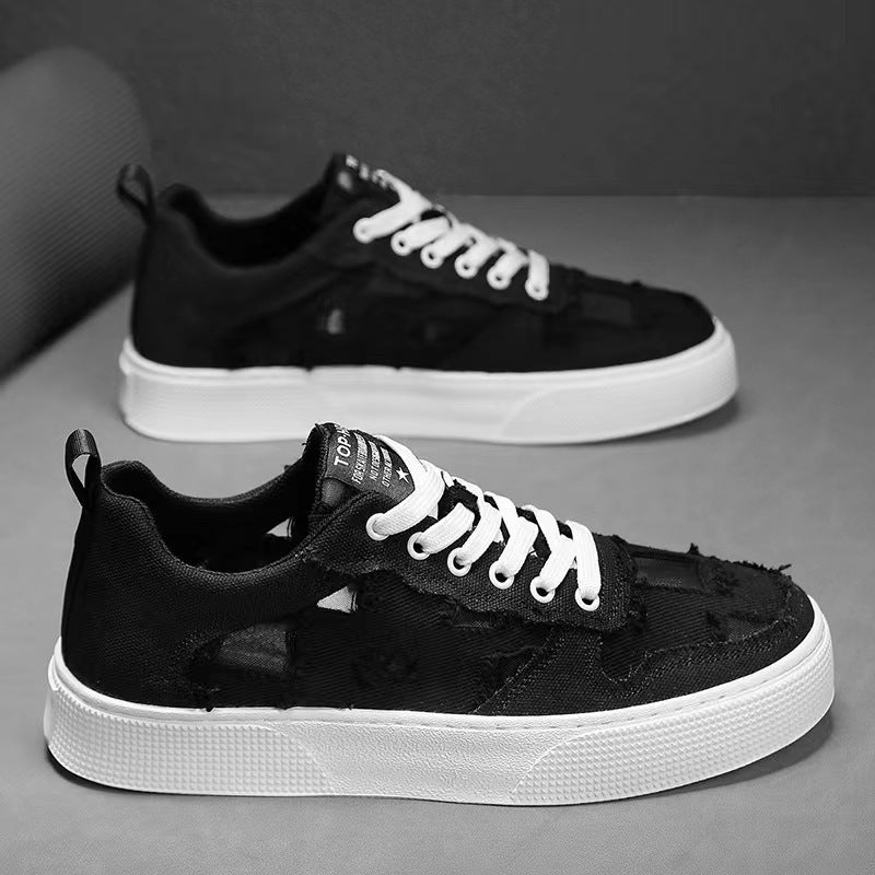 Damen Sportliche Canvas Sneaker mit modischem Used-Look EB