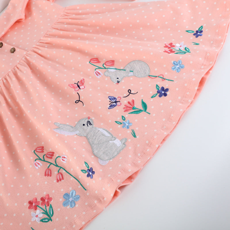 Mädchen Kleid mit niedlichem Hasenmotiv EB