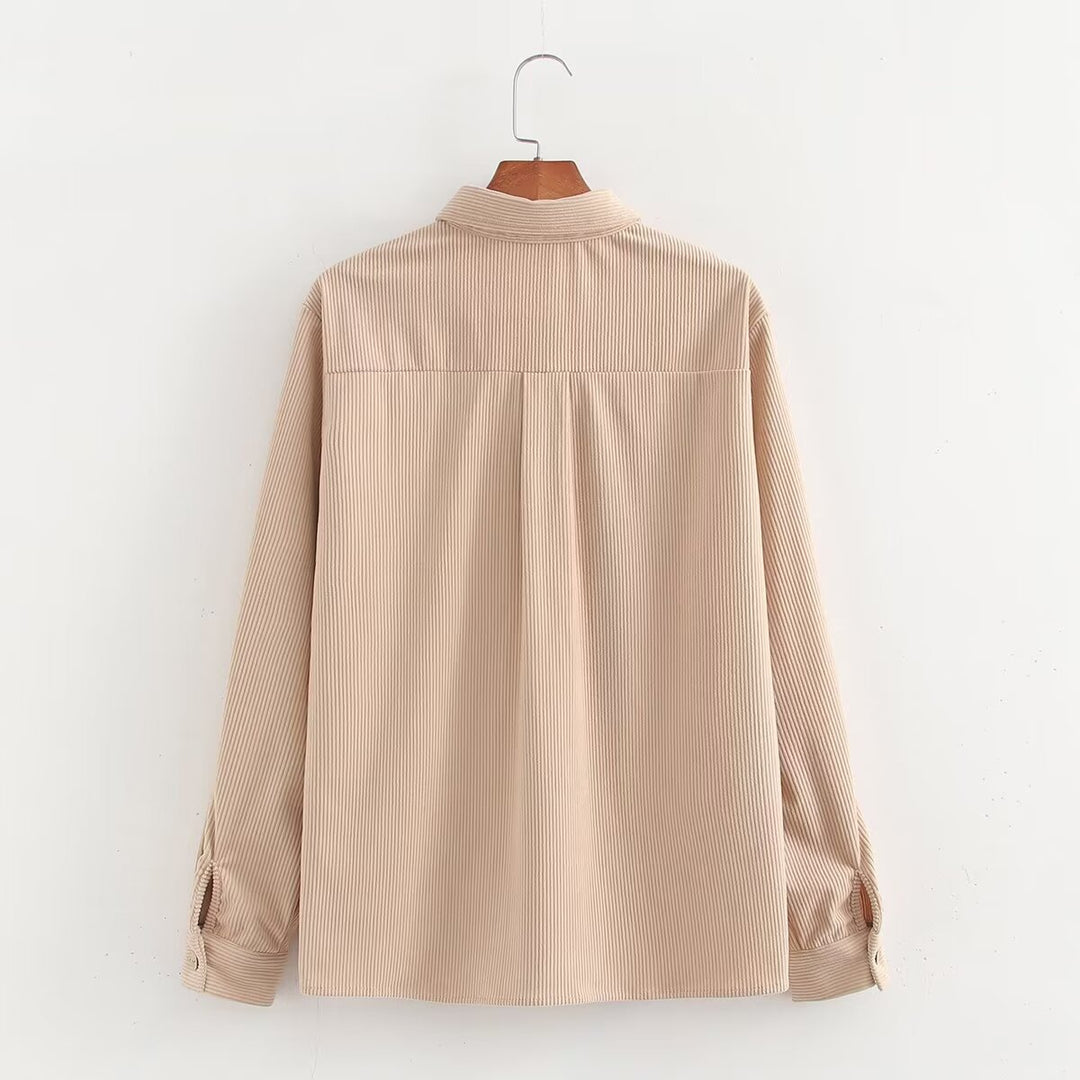 Damen lockere Hemdbluse mit aufgesetzten Taschen EB