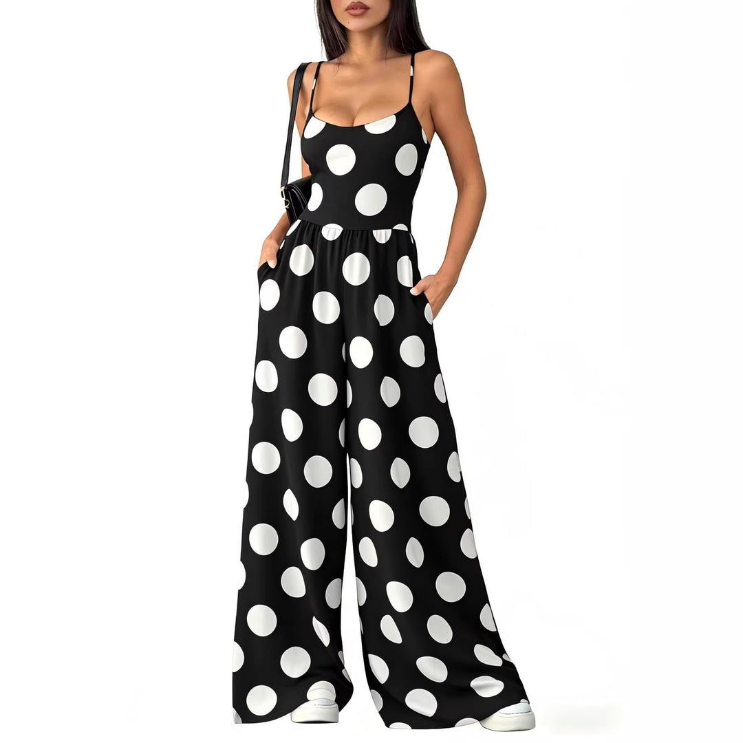 Damen Eleganter Jumpsuit mit geometrischem Print und breiten Beinen EB