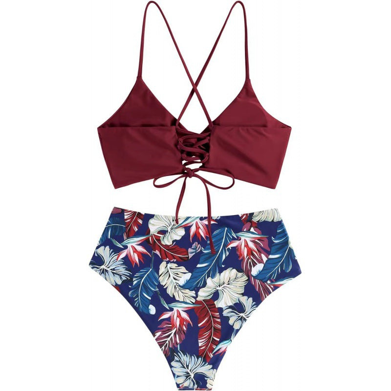 Damen Hochwertiger Bikini mit Knotendetail und hohem Bund EB