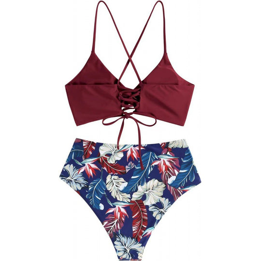 Damen Hochwertiger Bikini mit Knotendetail und hohem Bund EB