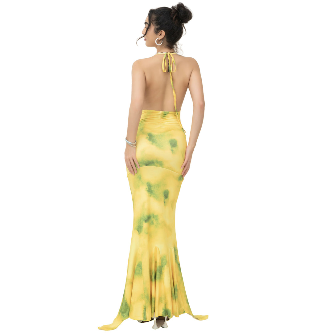 Damen Maxikleid mit luftigem cowl-Neck und eleganten Rüschendetails EB