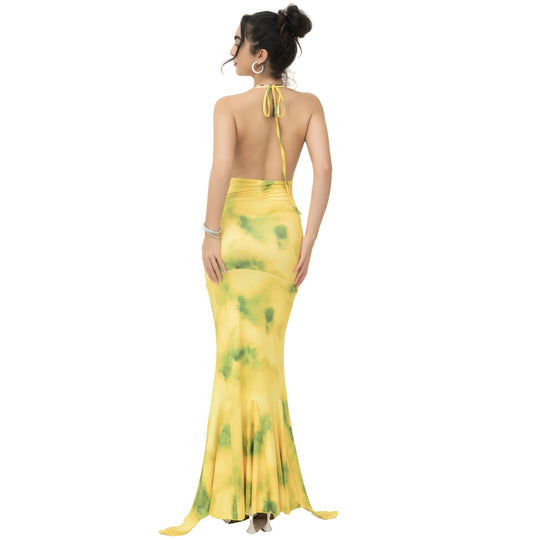 Damen Maxikleid mit luftigem cowl-Neck und eleganten Rüschendetails EB