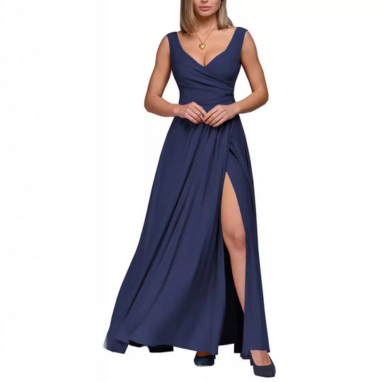 Damen Maxi-Kleid mit elegantem Wickeldesign EB
