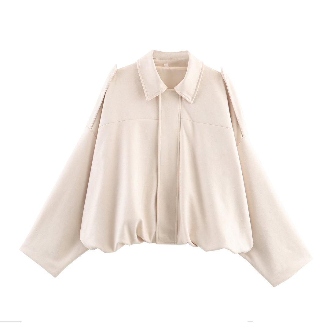 Damen lässige cropped Blousonjacke mit modernem Stehkragen und eleganten Schulterdetails EB