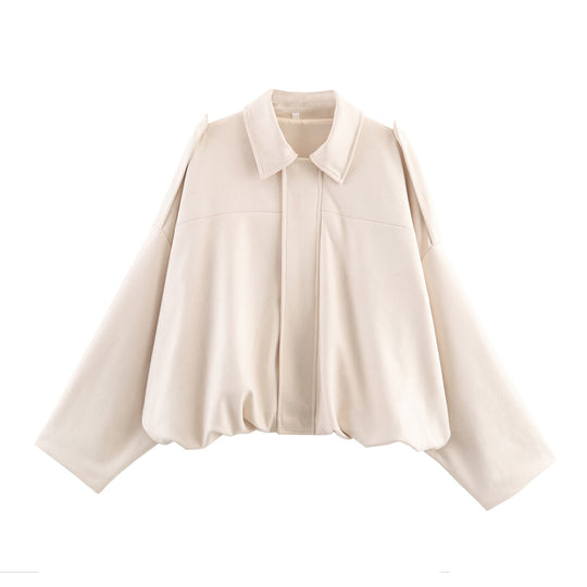Damen lässige cropped Blousonjacke mit modernem Stehkragen und eleganten Schulterdetails EB