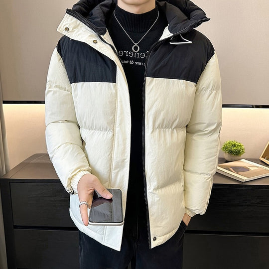 Herren modische und warme Steppjacke mit verstellbarer Kapuze EB
