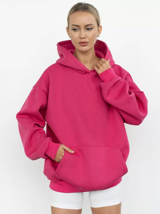 Damen Kuscheliger Oversized Hoodie mit Kängurutasche EB