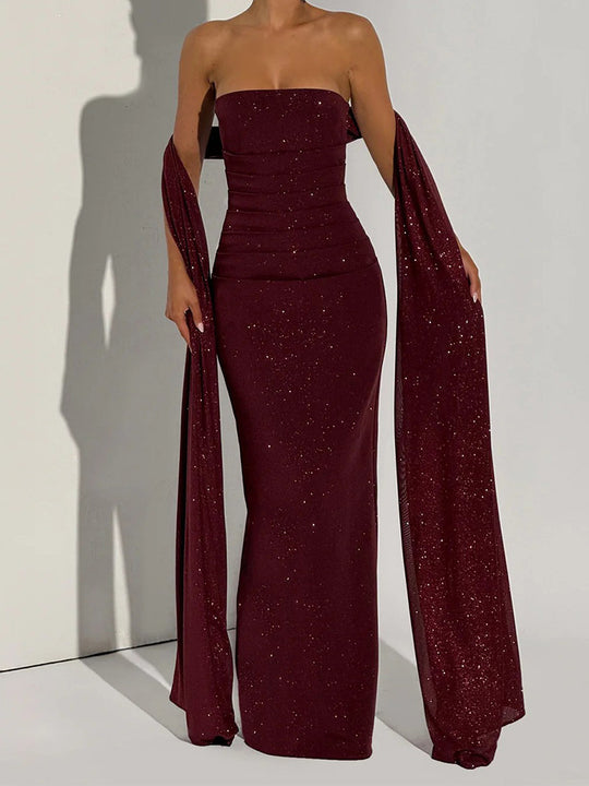 Damen Glamouröses Abendkleid mit schimmernden Details EB