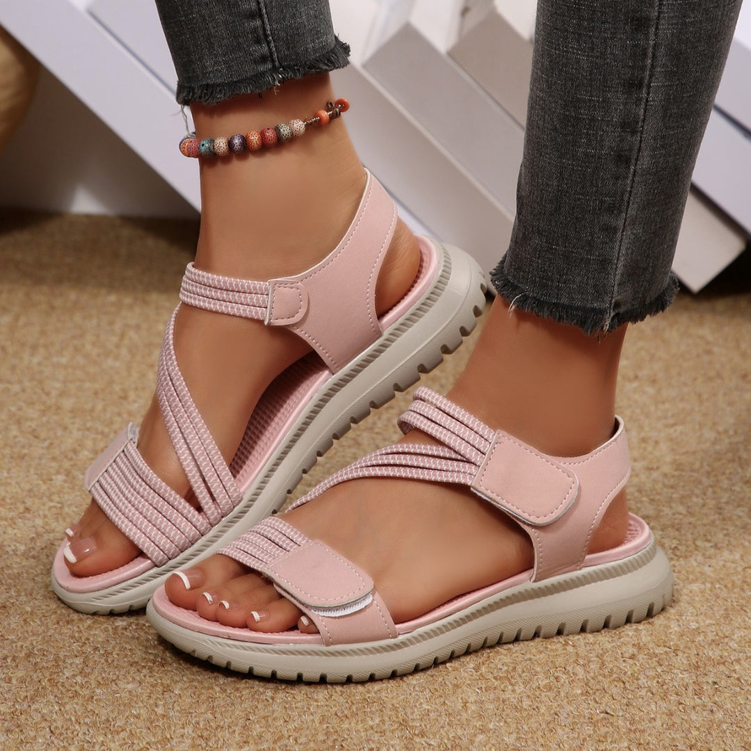 Damen Bequeme Sport-Sandalen mit elastischen Riemen und rutschfester Laufsohle EB