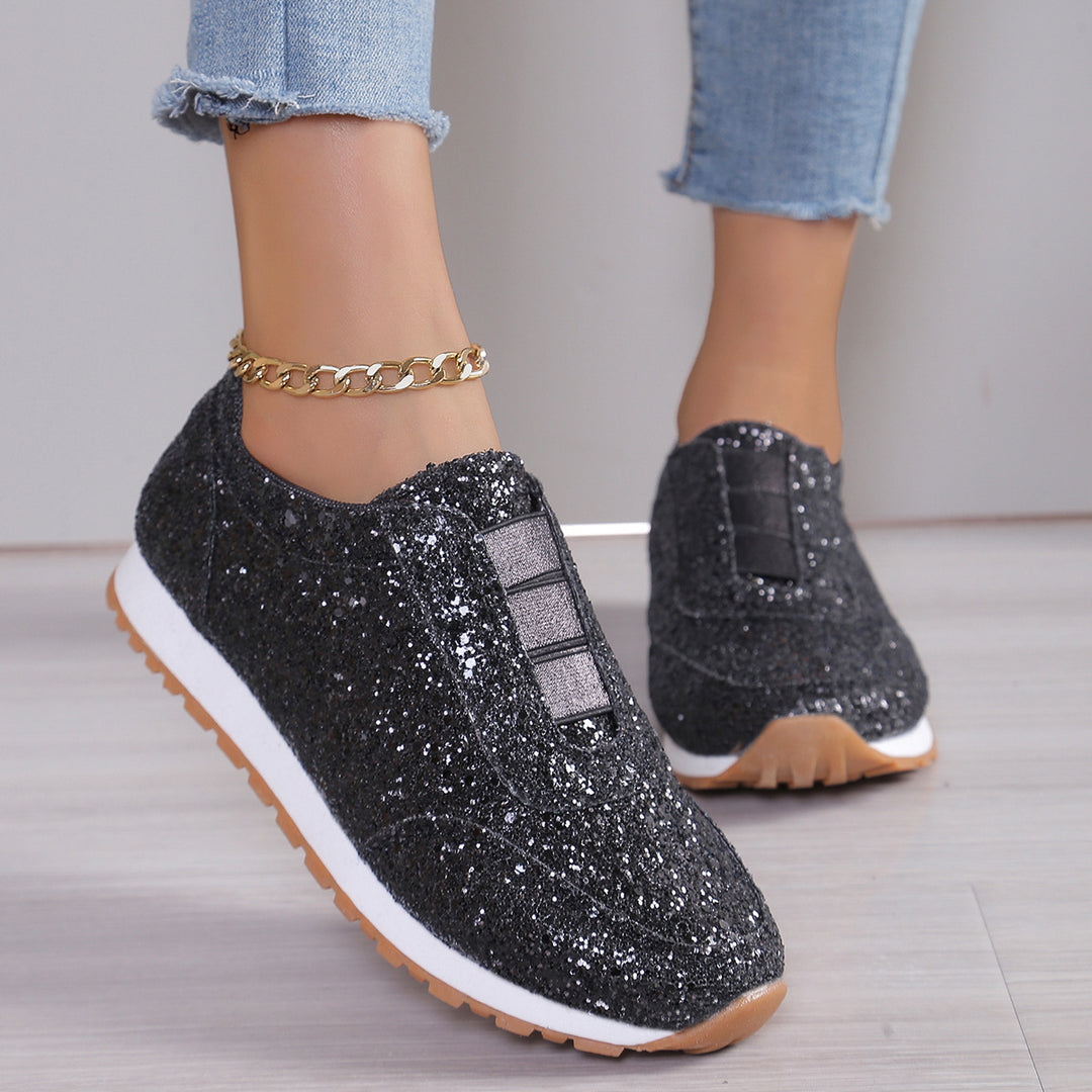 Damen Glitzernde Slip-On Sneakers mit komfortabler Sohle EB