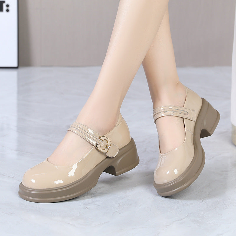 Damen Mary Jane Schuhe mit modischem Schnallenakzent und komfortablem Blockabsatz EB