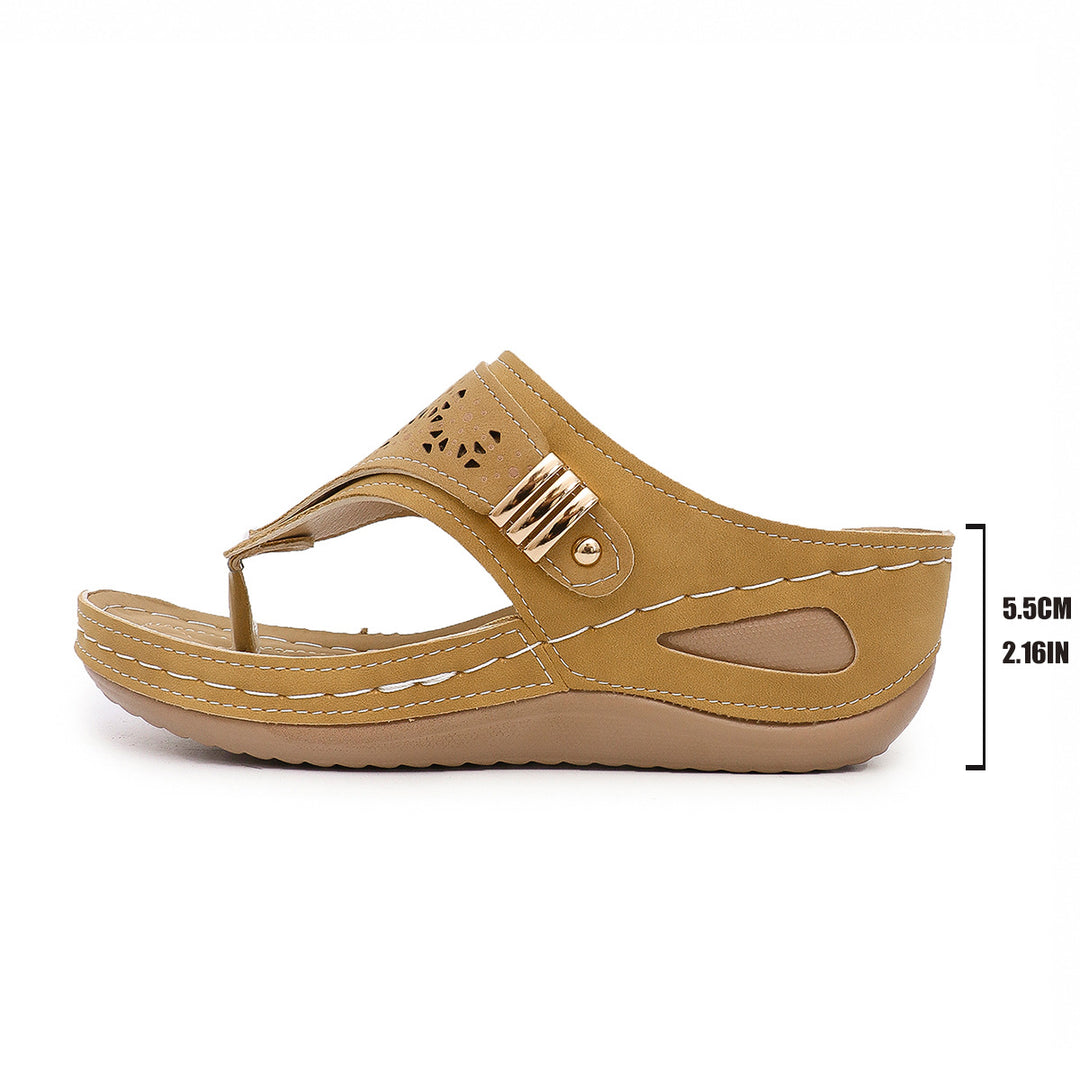 Damen Komfortable Zehentrenner-Sandalen mit modischem Verzierungsdetail EB