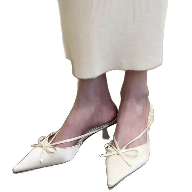 Damen Elegante Slingback-Mules mit raffinierter Schleifenapplikation EB
