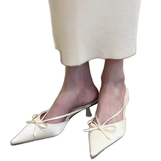 Damen Elegante Slingback-Mules mit raffinierter Schleifenapplikation EB