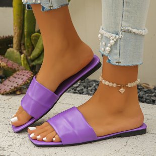 Damen Flauschige Open-Toe Pantoletten EB