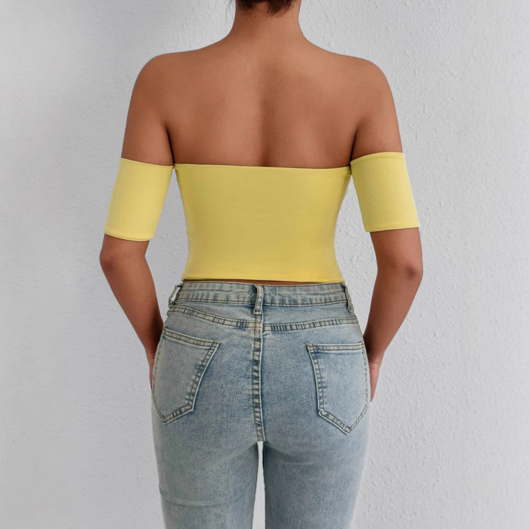 Damen Off-Shoulder Bluse aus elastischem Material mit figurformendem Schnitt EB