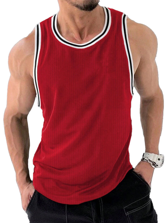 Herren Sportliches ärmelloses Tanktop mit atmungsaktivem Material und modernem Rippendesign EB