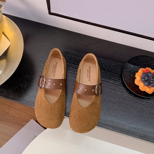 Damen Ballerinas mit dekorativem Riemen und komfortablem Fußbett EB