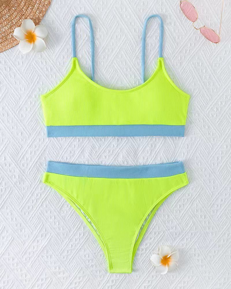 Damen Bikini-Set mit raffinierten Rippdetails und hoher Taillierung EB