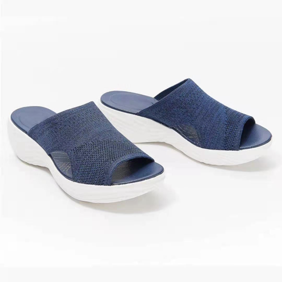 Damen Wedge-Pantoletten mit atmungsaktivem Obermaterial und gepolsterter Sohle EB