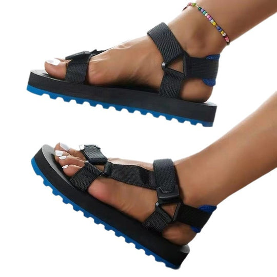 Damen modische strapazierfähige Sandalen mit verstellbaren Riemen und rutschfester Sohle EB