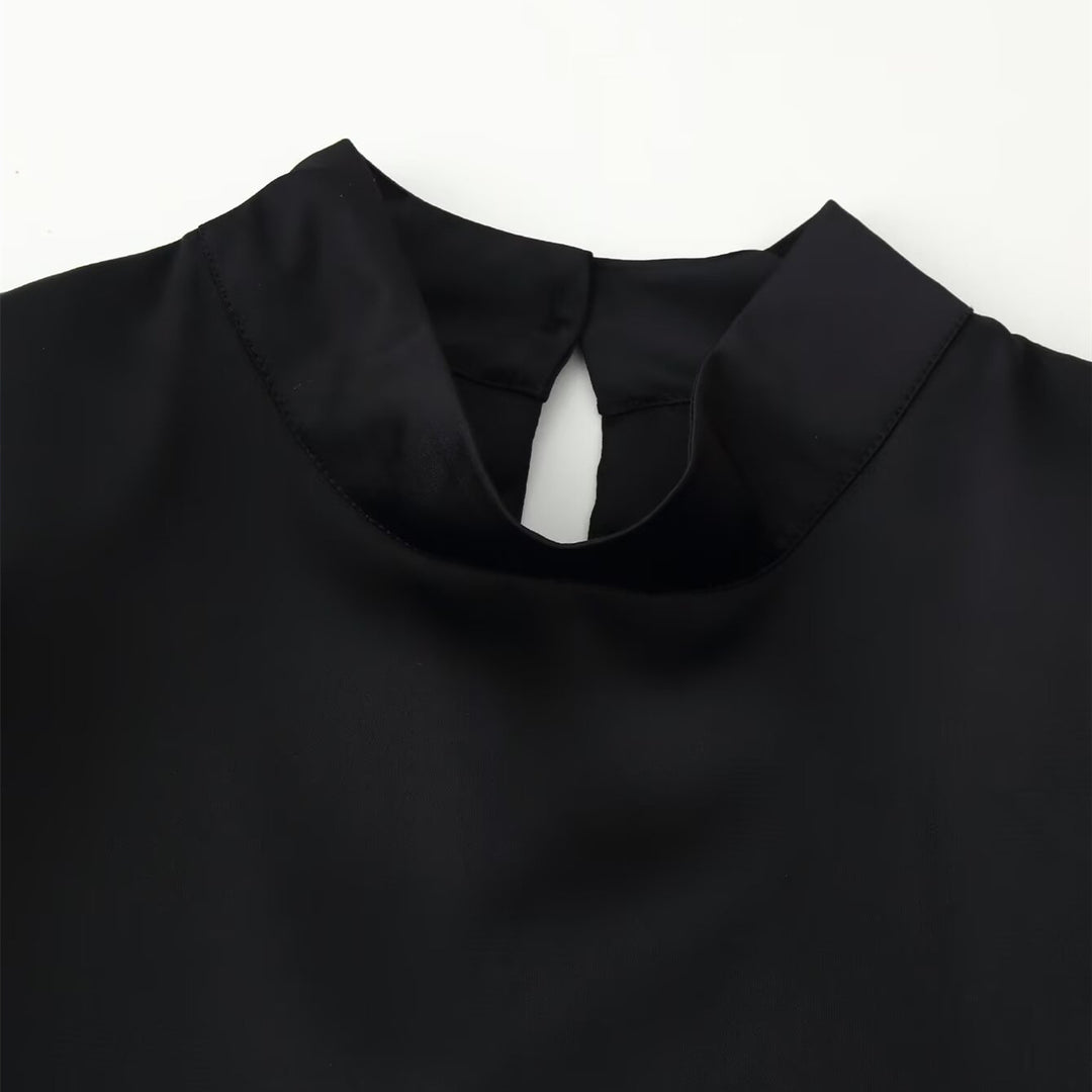 Damen elegantes Oberteil mit auffälligem Spitzenabschluss EB