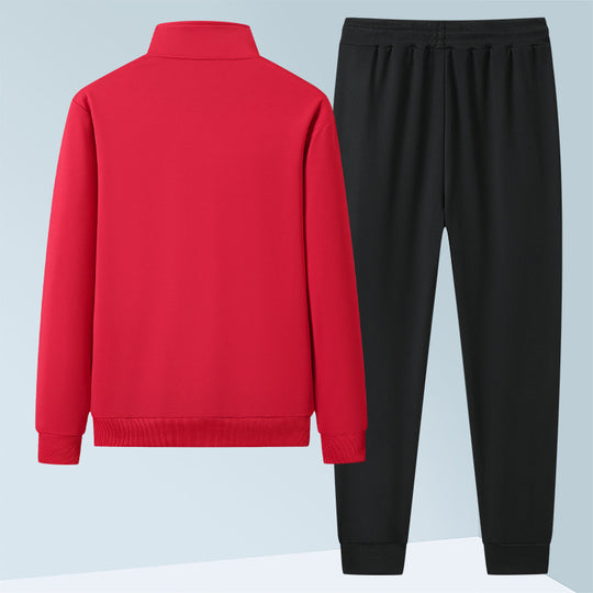 Herren sportliches Funktions-Trainingsset mit Stehkragen, Reißverschlusstaschen und Kordelbund EB