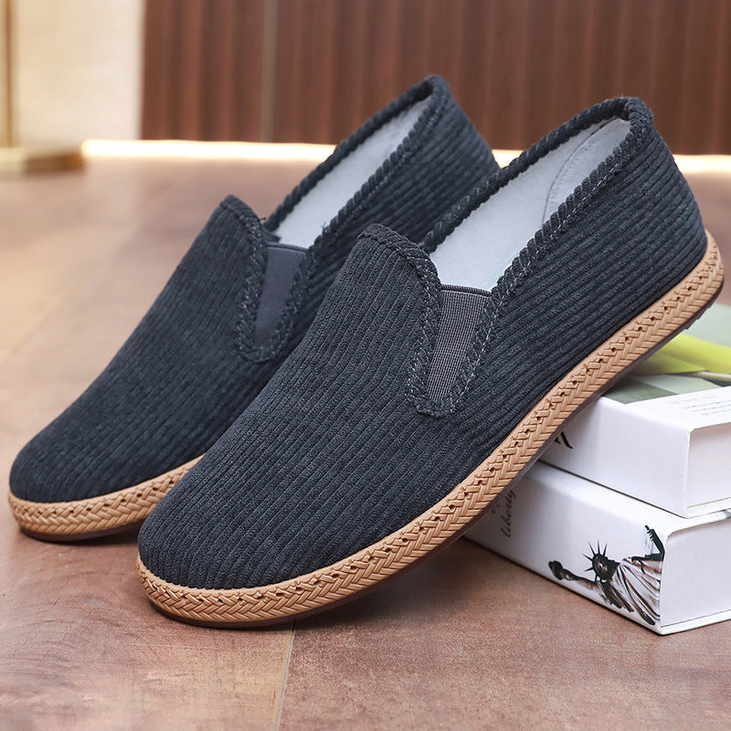 Damen bequeme Slip-On Schuhe aus Cord mit rutschfester Sohle EB