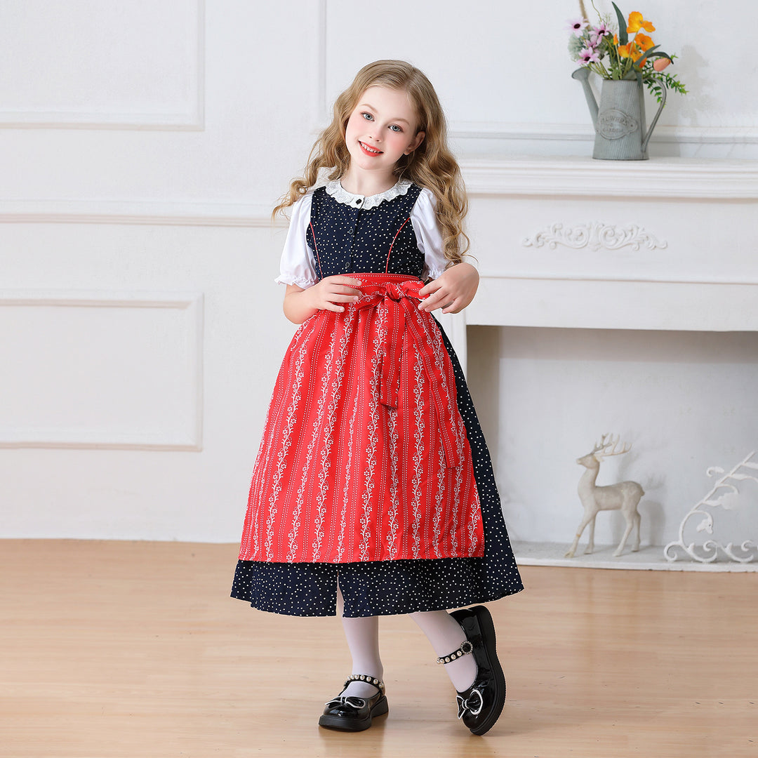Damen nan traditionelles Dirndlkleid für Mädchen mit abnehmbarer Schürze EB