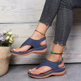 Damen Komfortable Zehentrenner-Sandalen mit modischen Riemen EB