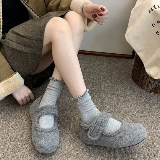 Damen Filz-Hausschuhe mit verstellbarem Riemen EB