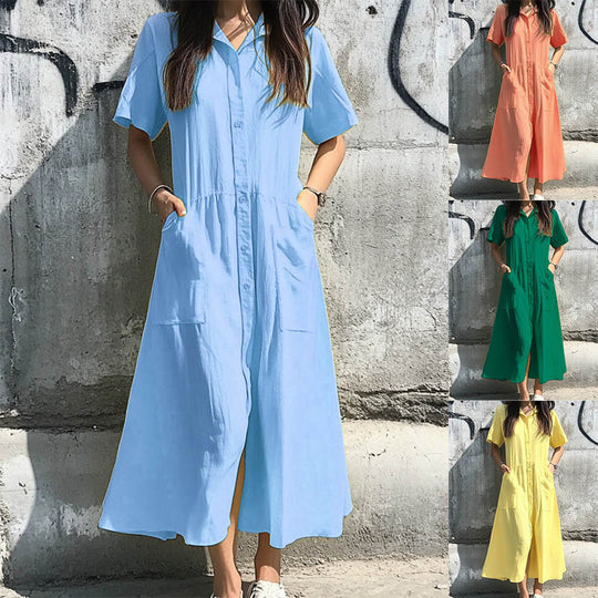 Damen Hemdkleid mit Knopfdetails und praktischen Taschen EB