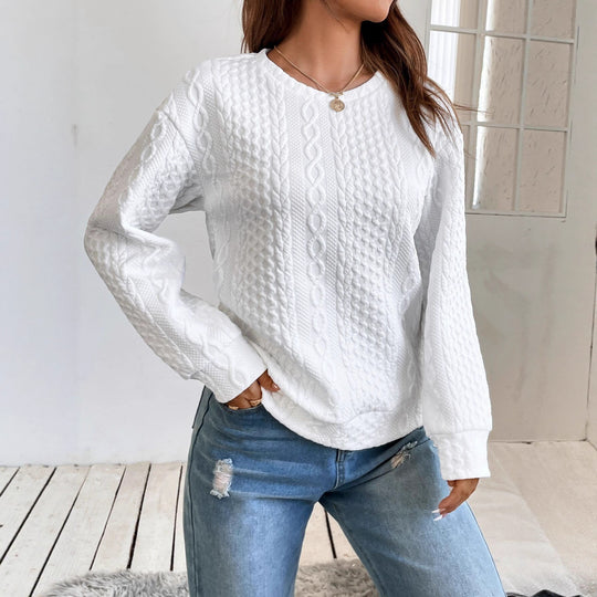 Damen Strickpullover mit strukturierter Oberfläche und lässigem Schnitt EB