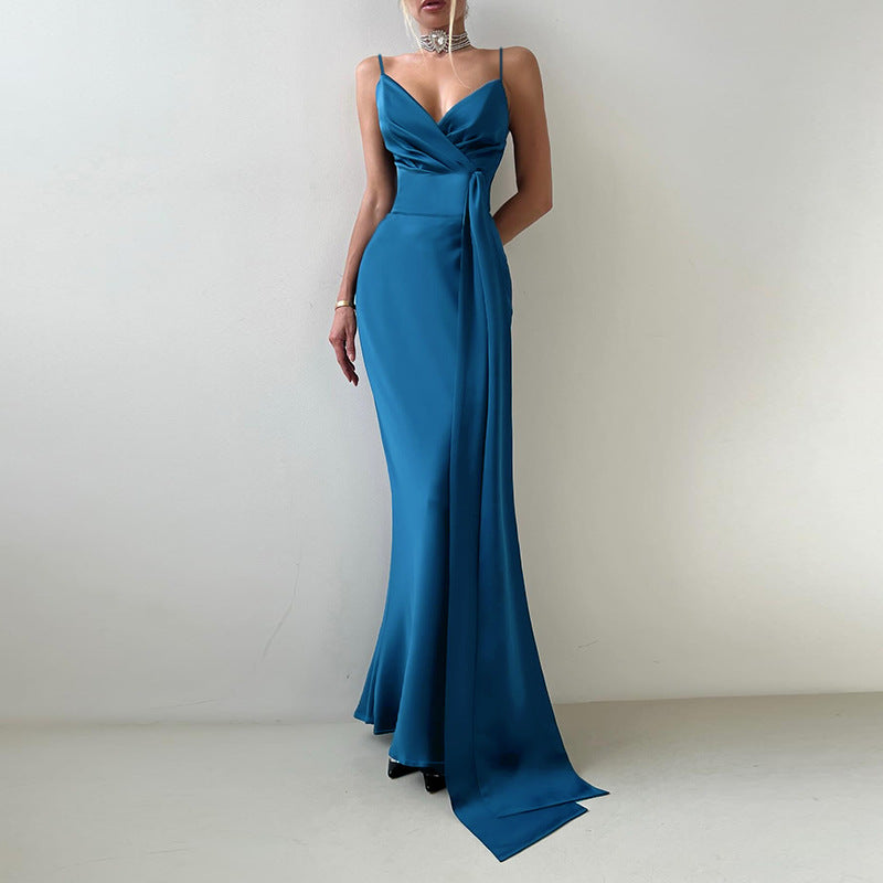Damen elegantes Abendkleid mit Chiffon-Schleife EB