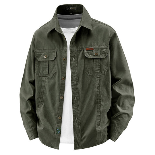 Herren nan leichte Overshirt-Jacke mit Klappbrusttaschen und klassischem Hemdkragen EB