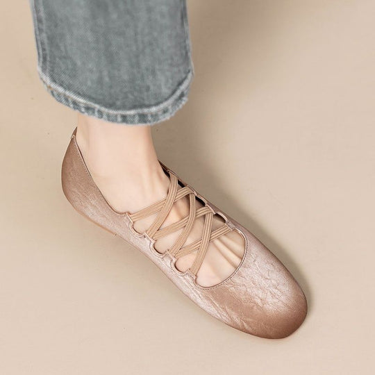 Damen flache Ballerinas mit elegantem Riemendesign EB