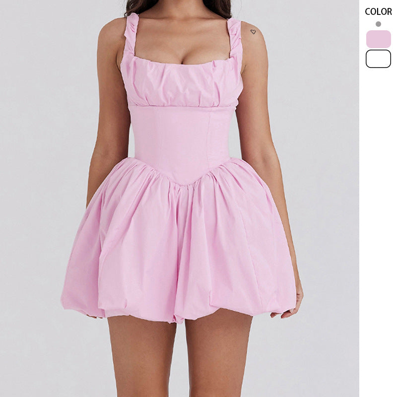 Damen Verspieltes Mini-Kleid mit voluminösem Rock und gerafften Details EB