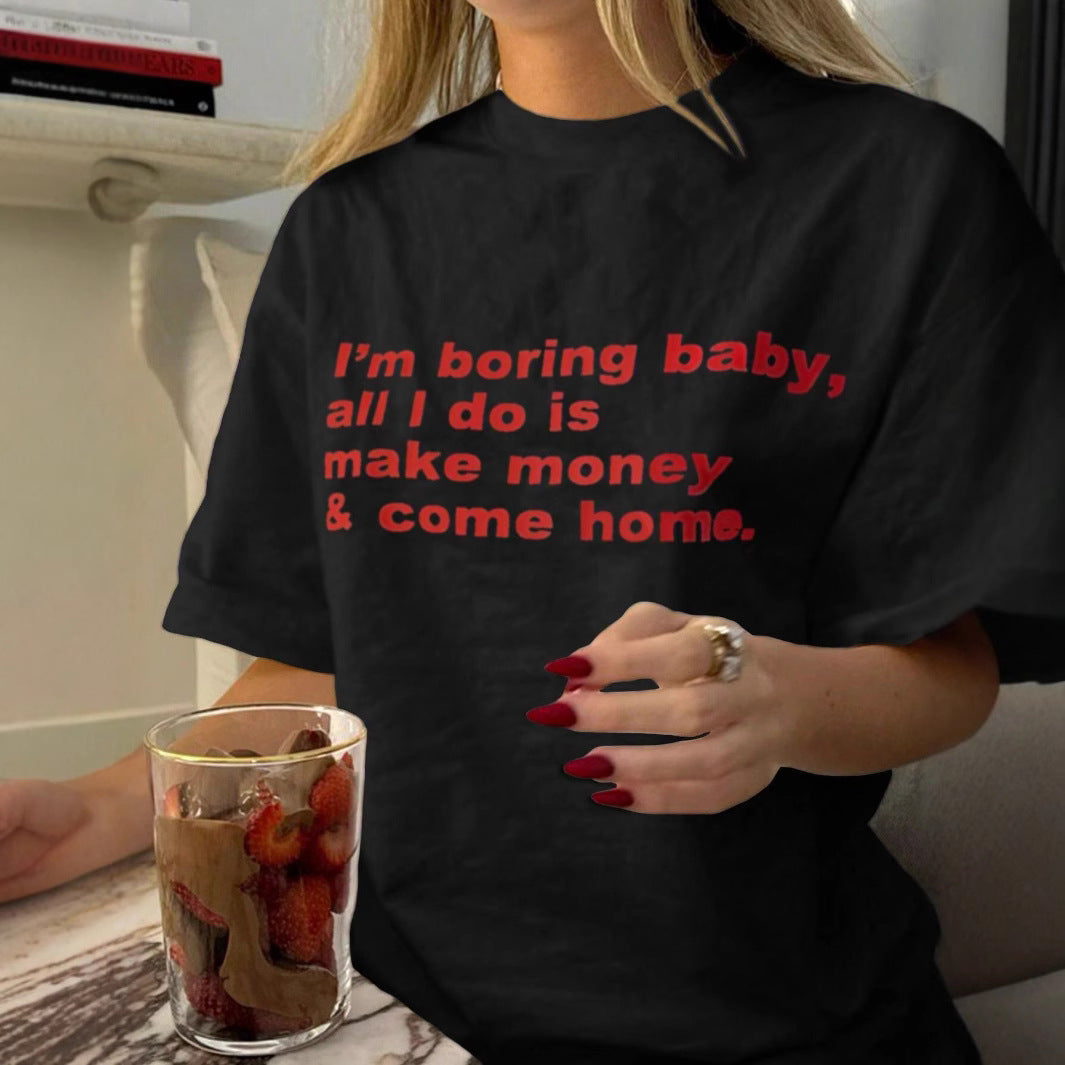 Damen T-Shirt mit kreativem Grafikdruck und luxuriösen Paillettenakzenten EB