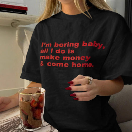 Damen T-Shirt mit kreativem Grafikdruck und luxuriösen Paillettenakzenten EB